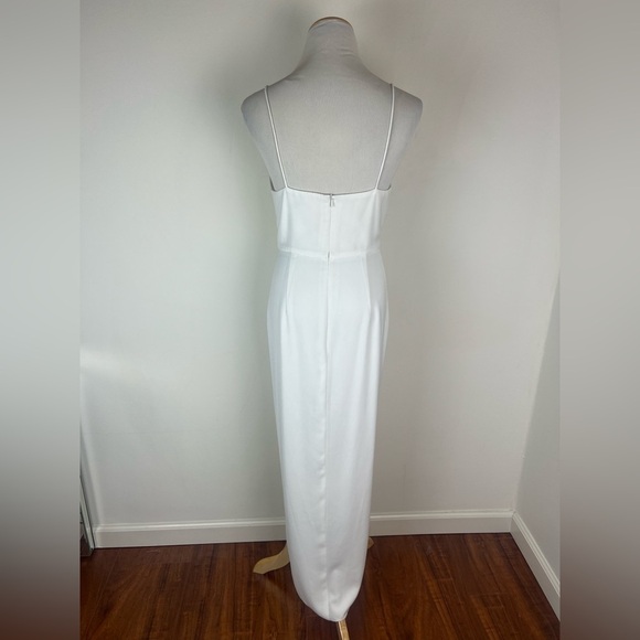 Shona Joy Draped Cocktail Midi Dress Ivory Size 6 - Picture 8 of 10